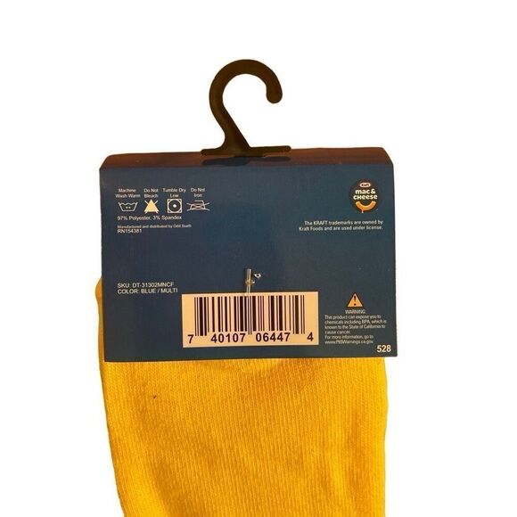 Kraft Mac & Cheese Men’s Yellow Blue Fun Print Novelty Crew Socks Shoe Size 6-12 - Picture 4 of 6